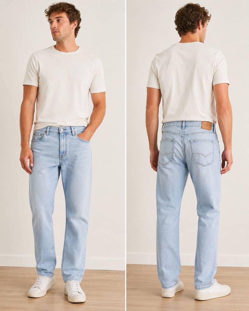 Hollister Men’s Slim Straight Jeans W33 L32 Light Wash Denim Made in Mexico